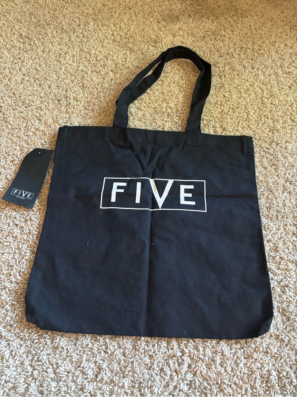 Five Dancewear Black Canvas Tote Bag with White Logo